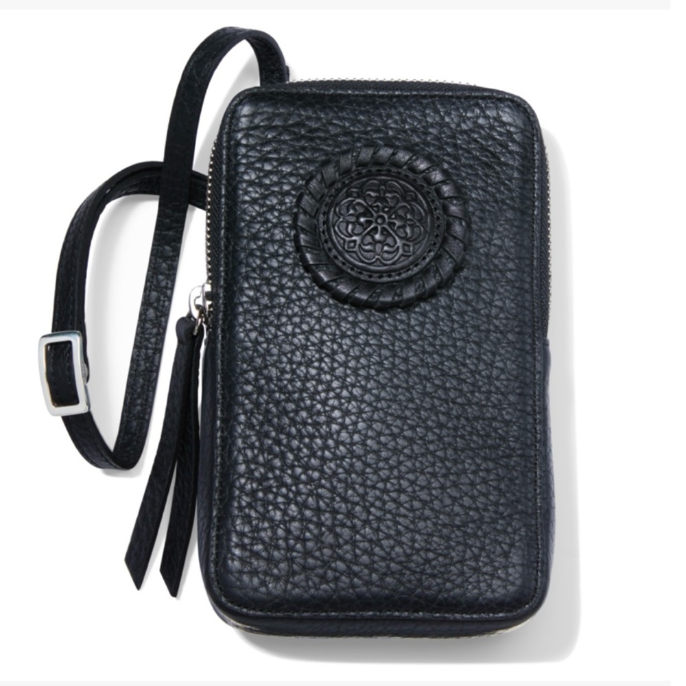 Brighton Black Pebbled Leather Ferrara collection phone organizer